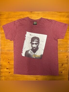 Men's Maroon Tupac T-Shirt Cross Colours Official Authentic Merch Size Small